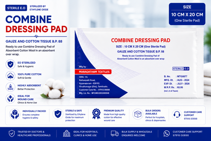 EO Sterile Combine Dressing Pad 10x20 Premium Single Pack Medical Infographic