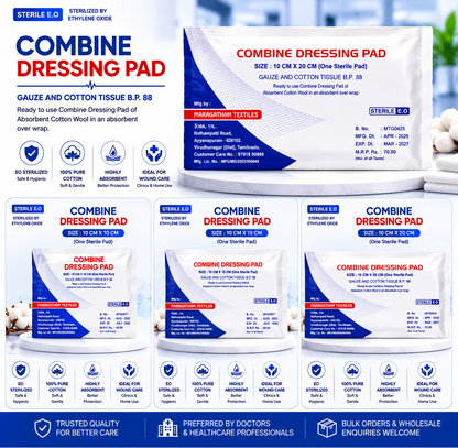 EO Sterile Combine Dressing Pad Premium Medical Wound Care Infographic