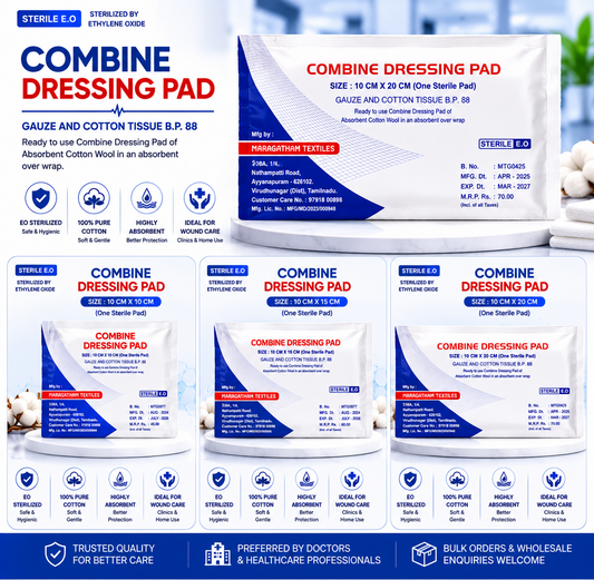 EO Sterile Combine Dressing Pad Premium Medical Wound Care Infographic