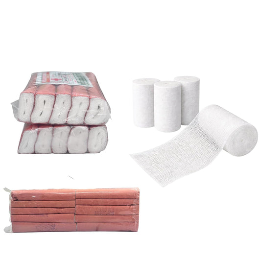 Cotton gauze roll bandage pack of 10 for wound dressing first aid and surgical medical use