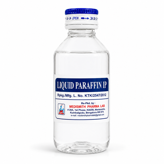 Liquid Paraffin Oil 100ml pack of 1 bottle with clean white background for dry skin care