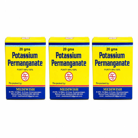 Pack of three 20 g potassium permanganate boxes